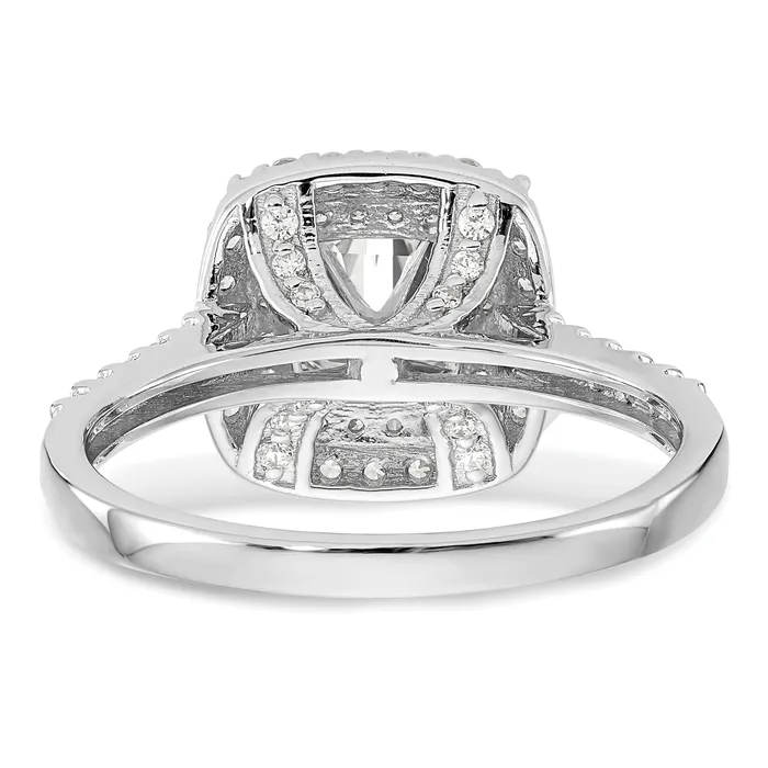 Goldia Rings 050ct CZ Solid Real 14K White Gold Double Cushion HaloEngagement Ring