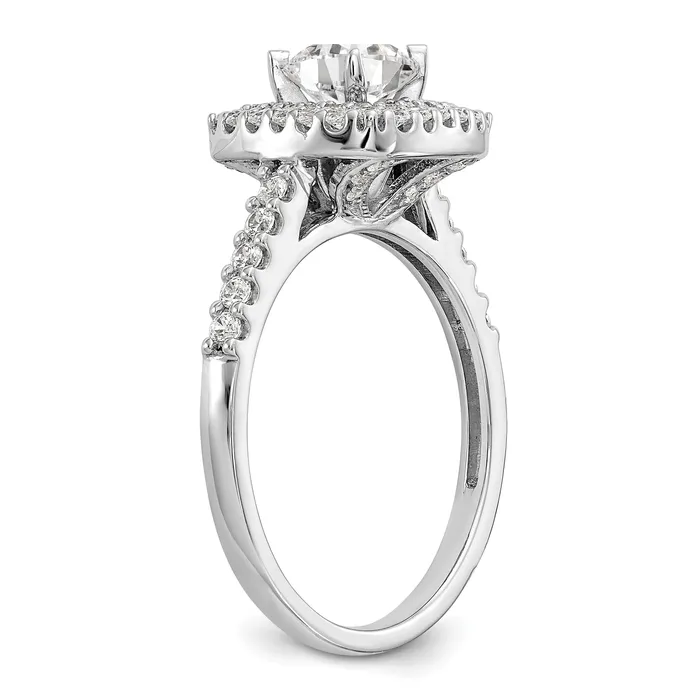 Goldia Rings 050ct CZ Solid Real 14K White Gold Double Cushion HaloEngagement Ring