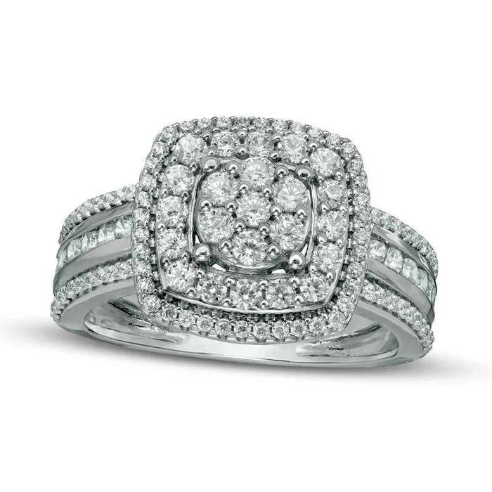 Goldia Rings 10 CT TW Composite Natural Diamond Double Cushion Frame MultiRow Ring in Solid 10K White Gold Goldia Rings 10 CT TW Composite Natural Diamond Double Cushion Frame MultiRow Ring in Solid 10K White Gold