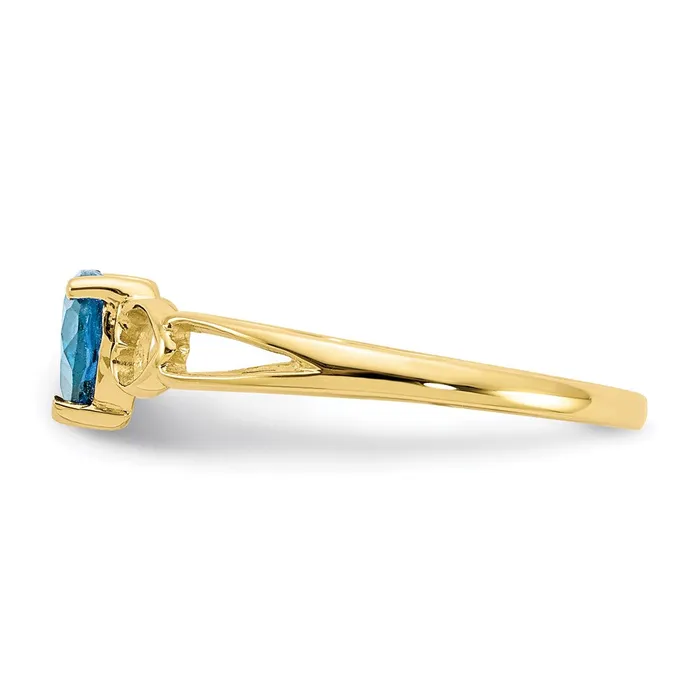 Goldia Rings 10K Yellow Gold Polished Geniune Blue Topaz Birthstone Ring