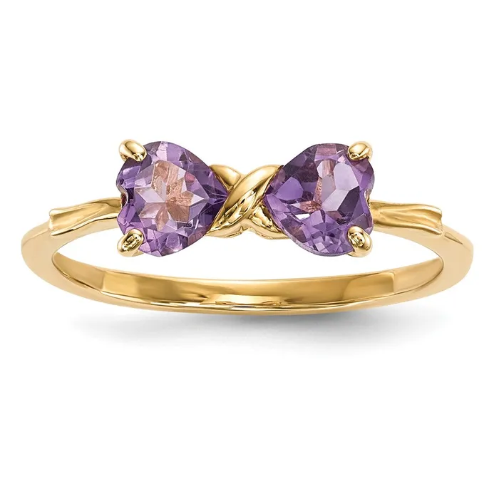 Goldia Rings 14k Gold Polished Amethyst Bow Ring