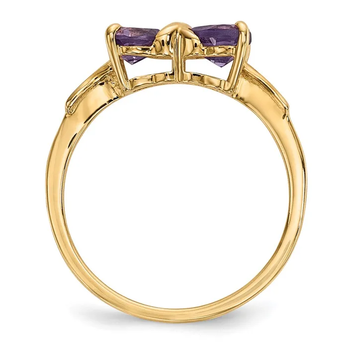 Goldia Rings 14k Gold Polished Amethyst Bow Ring