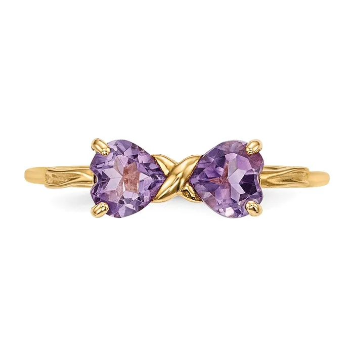 Goldia Rings 14k Gold Polished Amethyst Bow Ring