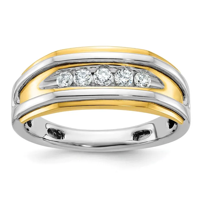 Goldia Rings 14k Twotone Gold Mens 14 carat Diamond Complete Ring