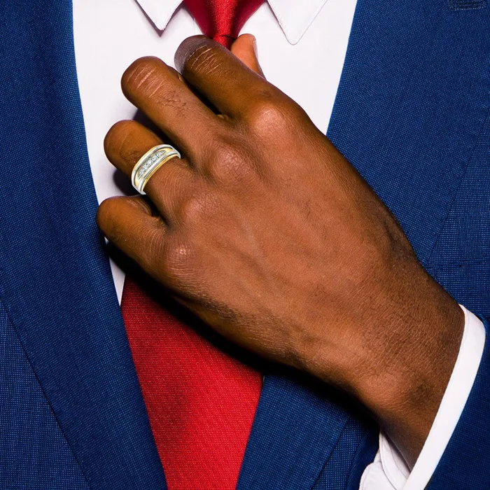 Goldia Rings 14k Twotone Gold Mens 14 carat Diamond Complete Ring