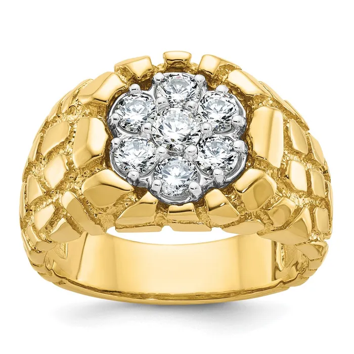 Goldia Rings 14k Twotone Gold Mens Twotone Gold Mens 1 carat Diamond Nugget Cluster Complete Ring Goldia Rings 14k Twotone Gold Mens Twotone Gold Mens 1 carat Diamond Nugget Cluster Complete Ring