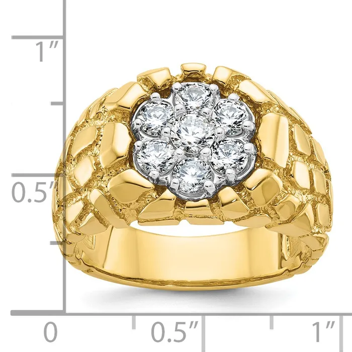 Goldia Rings 14k Twotone Gold Mens Twotone Gold Mens 1 carat Diamond Nugget Cluster Complete Ring