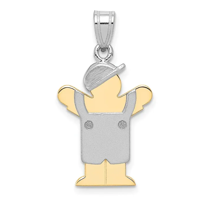 Goldia Rings 14k Twotone Gold Twotone Gold Small Boy with Hat on Left Engravable Charm Goldia Rings 14k Twotone Gold Twotone Gold Small Boy with Hat on Left Engravable Charm