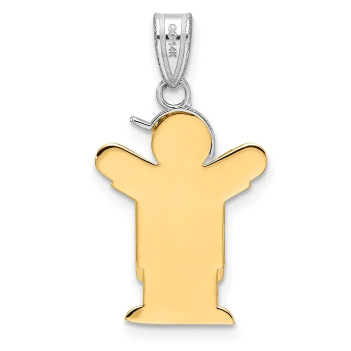 Goldia Rings 14k Twotone Gold Twotone Gold Small Boy with Hat on Left Engravable Charm