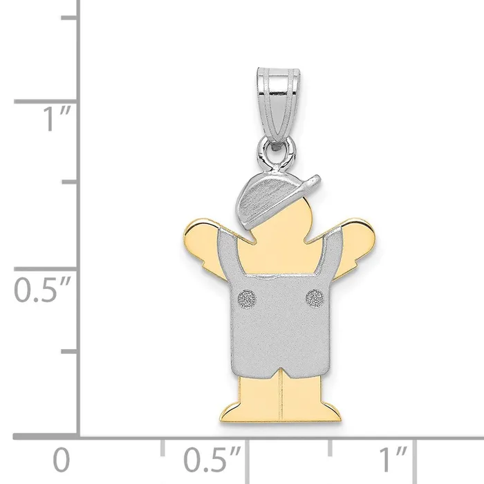 Goldia Rings 14k Twotone Gold Twotone Gold Small Boy with Hat on Left Engravable Charm