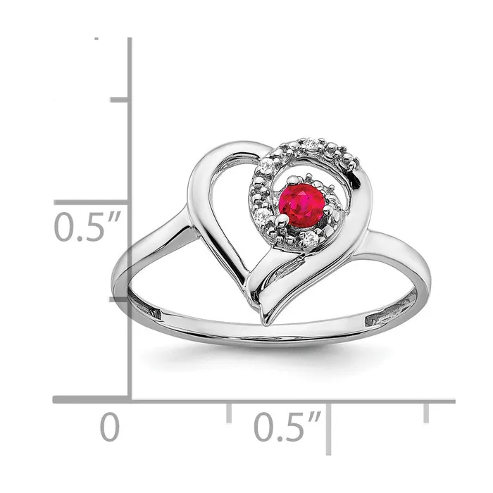 Goldia Rings 14k White Gold Ruby and Real Diamond Heart Ring