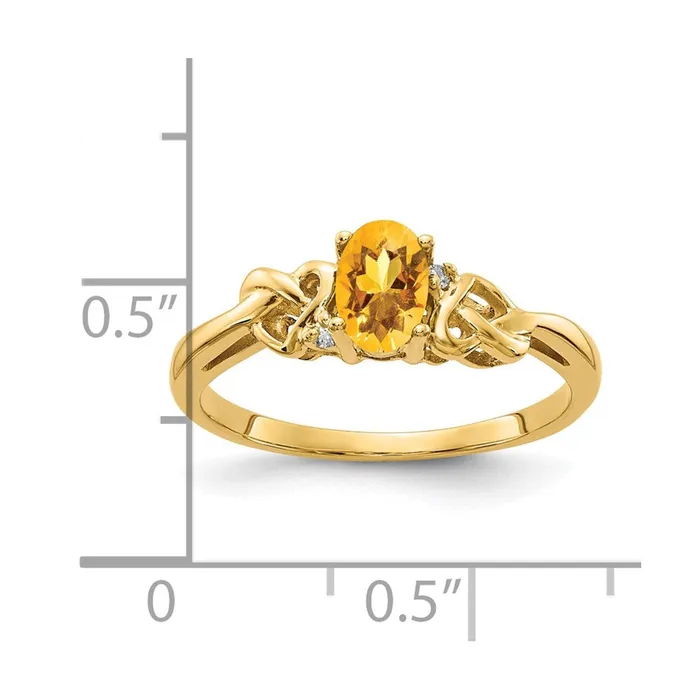 Goldia Rings 14k Yellow Gold 6x4mm Oval Citrine AAA Diamond ring