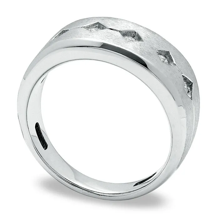 Goldia Rings Mens 020 CT TW Natural Diamond Five Stone Band in Solid 14K White Gold Goldia Rings Mens 020 CT TW Natural Diamond Five Stone Band in Solid 14K White Gold