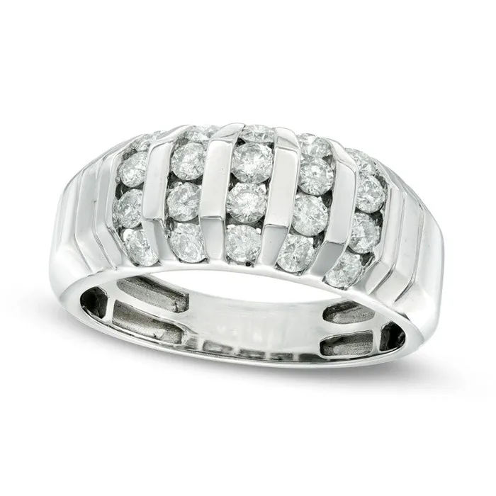 Goldia Rings Mens 10 CT TW Natural Diamond Dome Anniversary Band in Solid 10K White Gold Goldia Rings Mens 10 CT TW Natural Diamond Dome Anniversary Band in Solid 10K White Gold