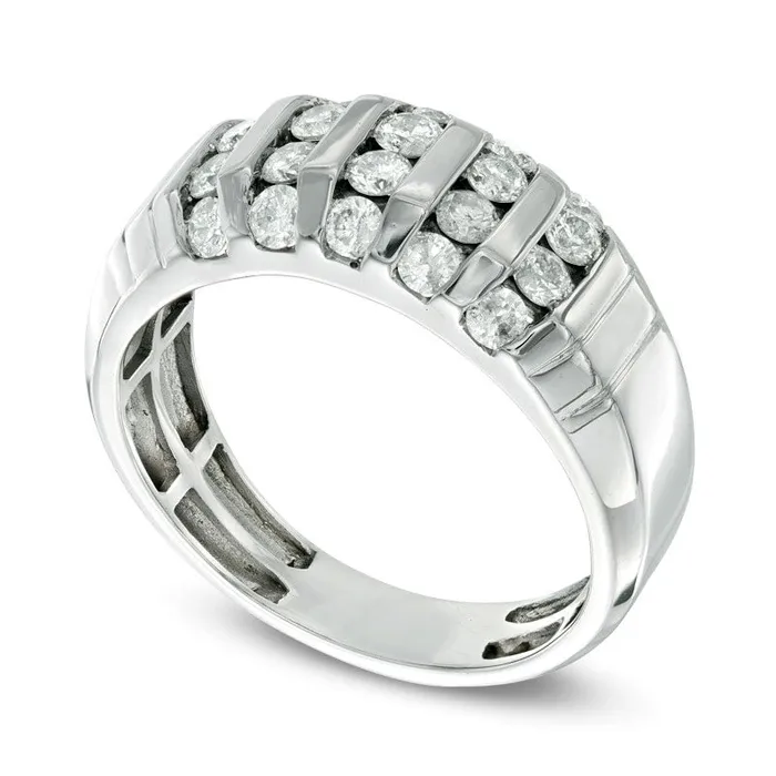 Goldia Rings Mens 10 CT TW Natural Diamond Dome Anniversary Band in Solid 10K White Gold Goldia Rings Mens 10 CT TW Natural Diamond Dome Anniversary Band in Solid 10K White Gold