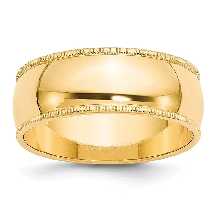 Goldia Rings Solid 10K Yellow Gold 8mm Milgrain Half Round MensWomens Wedding Band Ring Size 10 Goldia Rings Solid 10K Yellow Gold 8mm Milgrain Half Round MensWomens Wedding Band Ring Size 10