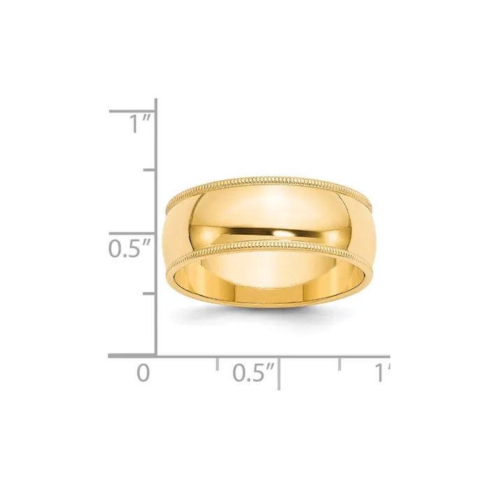 Goldia Rings Solid 10K Yellow Gold 8mm Milgrain Half Round MensWomens Wedding Band Ring Size 10 Goldia Rings Solid 10K Yellow Gold 8mm Milgrain Half Round MensWomens Wedding Band Ring Size 10