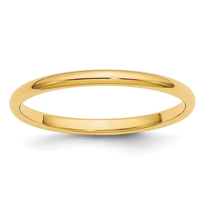 Goldia Rings Solid 14K Yellow Gold 2mm Half Round MensWomens Wedding Band Ring Size 12
