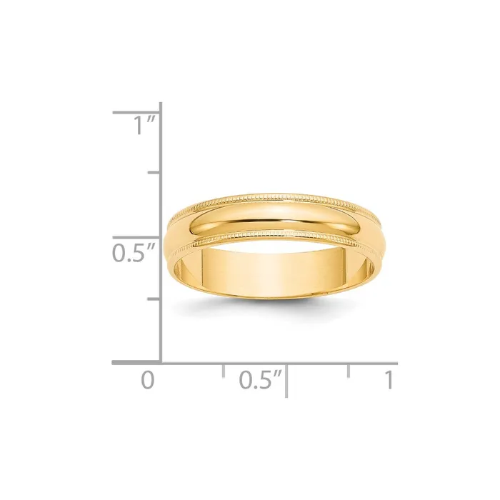 Goldia Rings Solid 18K Yellow Gold 5mm Light Weight Milgrain Half Round MensWomens Wedding Band Ring Size 105 Goldia Rings Solid 18K Yellow Gold 5mm Light Weight Milgrain Half Round MensWomens Wedding Band Ring Size 105