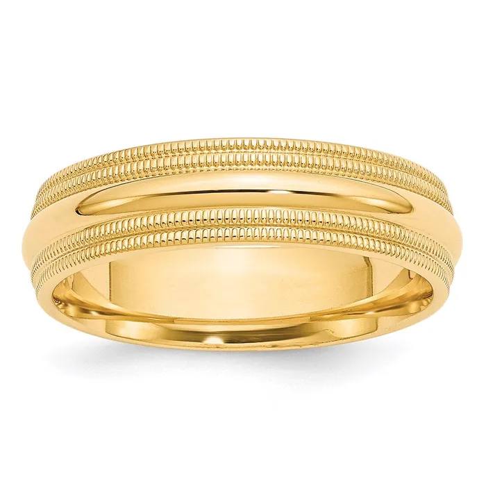 Goldia Rings Solid 18K Yellow Gold 6mm Double Milgrain Comfort Fit MensWomens Wedding Band Ring Size 5 Goldia Rings Solid 18K Yellow Gold 6mm Double Milgrain Comfort Fit MensWomens Wedding Band Ring Size 5