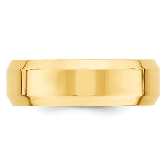 Goldia Rings Solid 18K Yellow Gold 7mm Bevel Edge Comfort Fit MensWomens Wedding Band Ring Size 75 Goldia Rings Solid 18K Yellow Gold 7mm Bevel Edge Comfort Fit MensWomens Wedding Band Ring Size 75