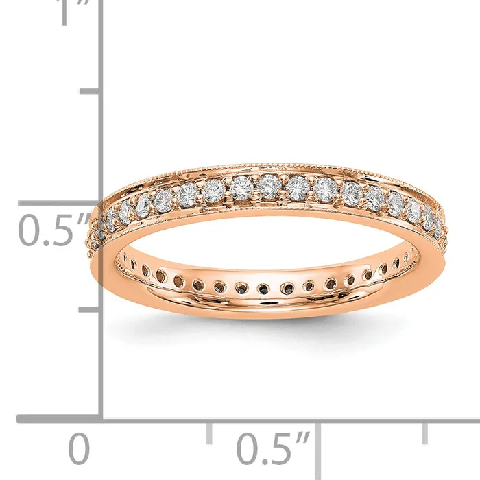Goldia Rings Solid Real 14k Rose Gold Polished Round 12 CT Vintage CZ Eternity Wedding Band Ring