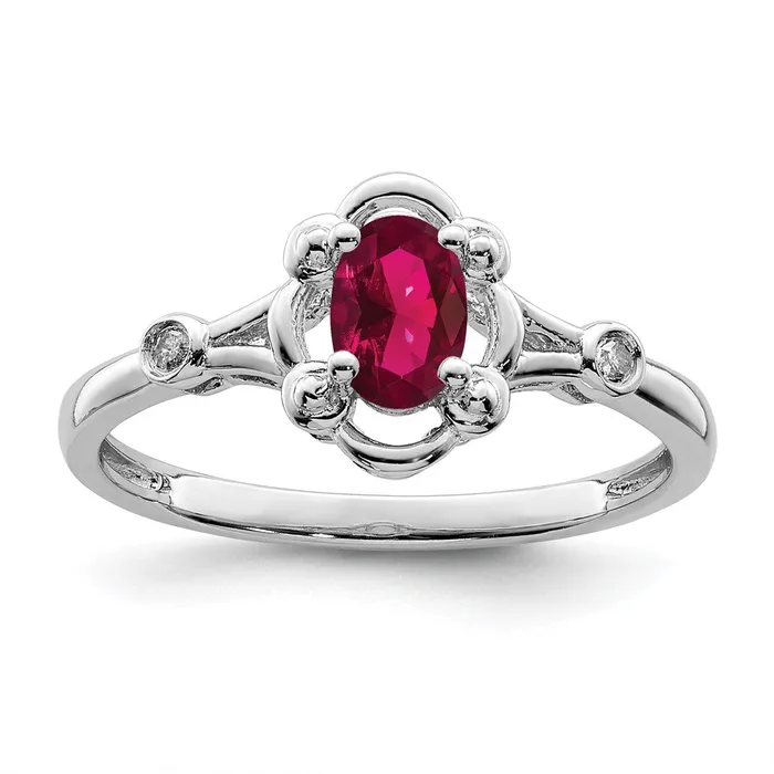 Goldia Rings Sterling Silver Rhodiumplated Created Ruby u0026 Diamond Ring