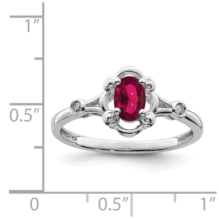 Goldia Rings Sterling Silver Rhodiumplated Created Ruby u0026 Diamond Ring