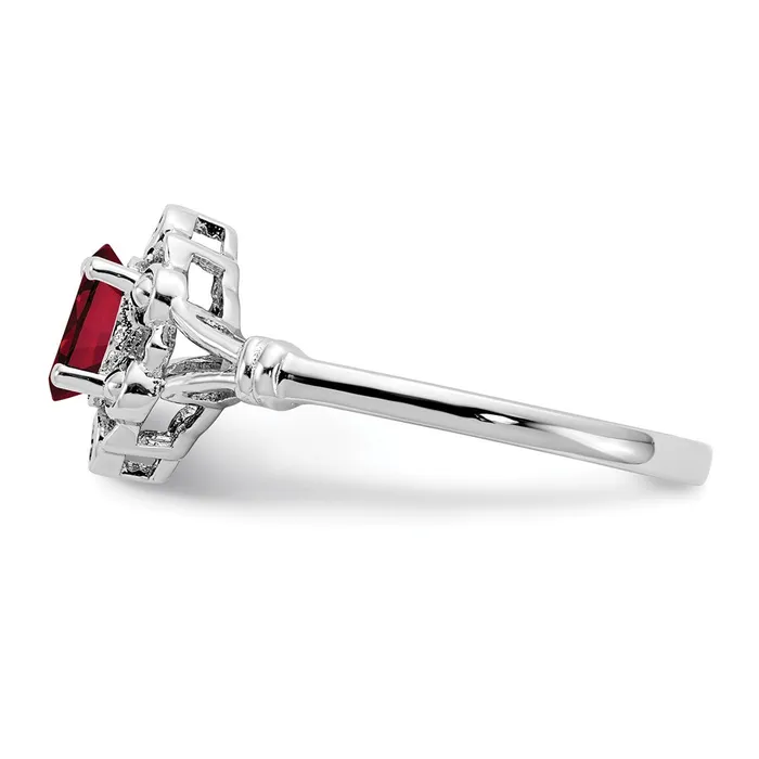 Goldia Rings Sterling Silver Rhodiumplated Created Ruby u0026 Diamond Ring