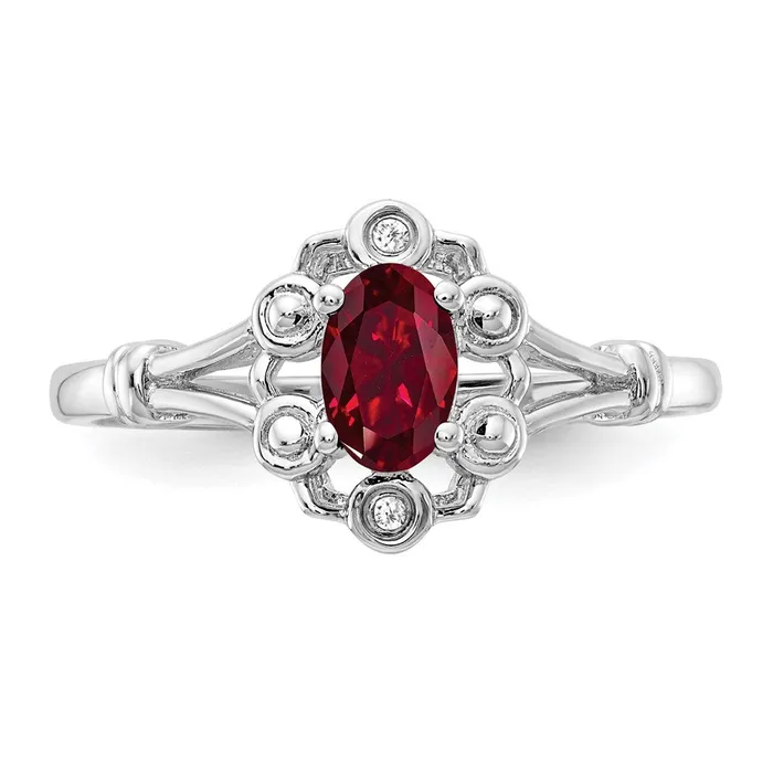 Goldia Rings Sterling Silver Rhodiumplated Created Ruby u0026 Diamond Ring