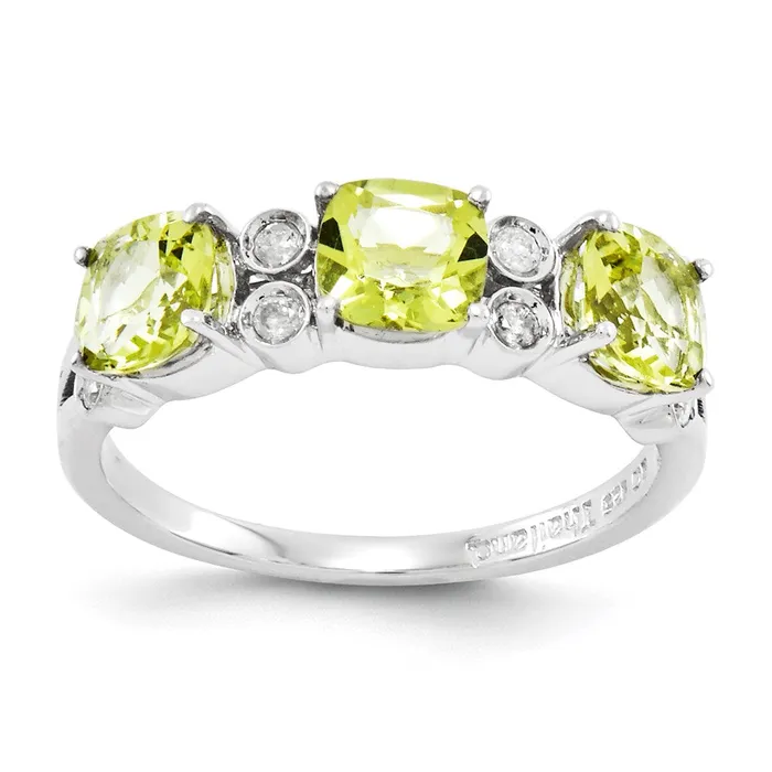 Goldia Rings Sterling Silver Rhodiumplated Diamond u0026 Lemon Quartz Ring