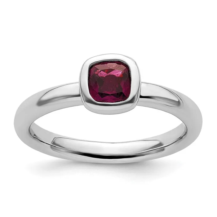 Goldia Rings Sterling Silver Stackable Expressions Cushion Cut Rhod Garnet Ring Goldia Rings Sterling Silver Stackable Expressions Cushion Cut Rhod Garnet Ring
