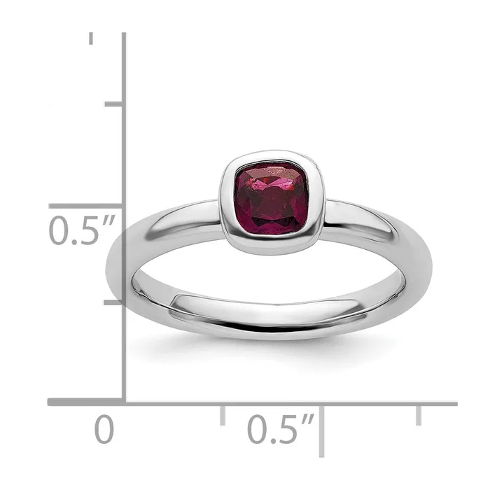 Goldia Rings Sterling Silver Stackable Expressions Cushion Cut Rhod Garnet Ring