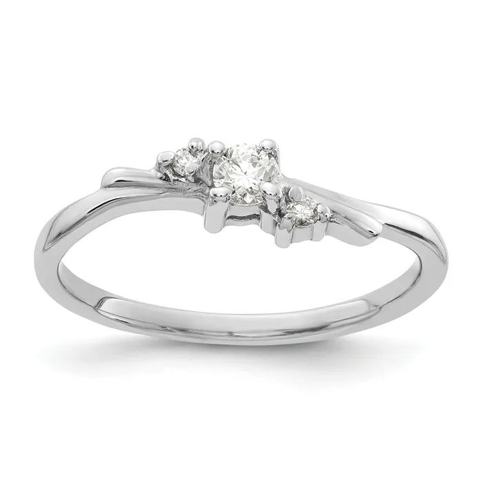 Goldia Solid 14k White Gold A Simulated CZ Ring Rings