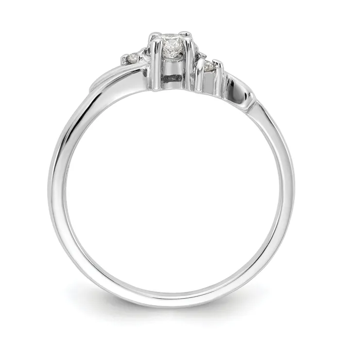 Goldia Solid 14k White Gold A Simulated CZ Ring Rings
