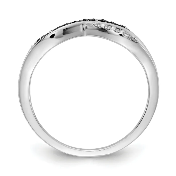 Goldia Solid 14k White Gold w BlacK and Simulated CZ Crisscross Ring Rings