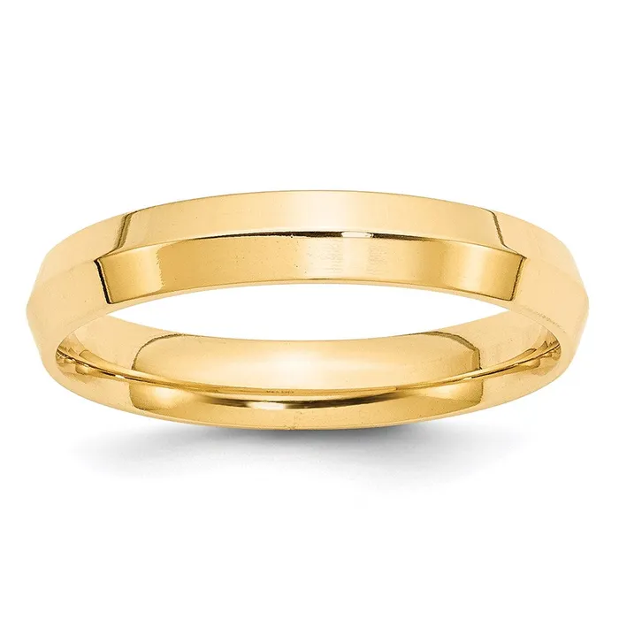 Goldia Solid 14K Yellow Gold 4mm Knife Edge Comfort Fit MensWomens Wedding Band Ring Size 105 Rings