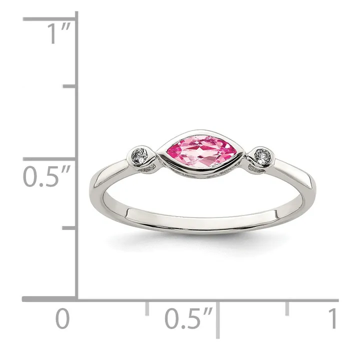 Goldia Sterling Silver Polished Pink Tourmaline and White Topaz Ring Rings