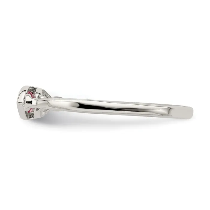 Goldia Sterling Silver Polished Pink Tourmaline and White Topaz Ring Rings