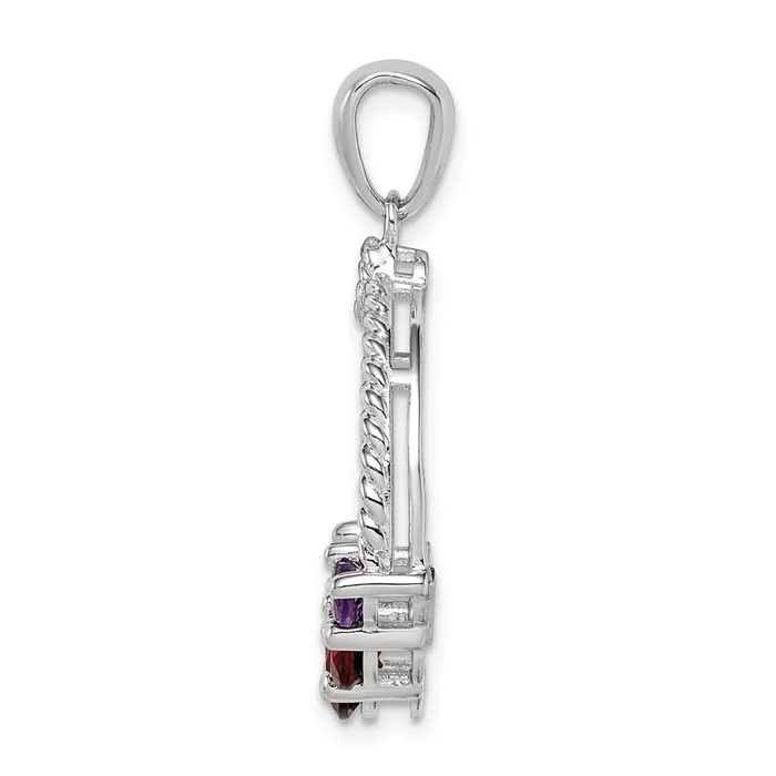 Goldia Sterling Silver Rhodplat Garnet and Amethyst Pendant Necklaces