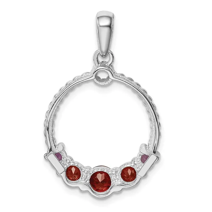 Goldia Sterling Silver Rhodplat Garnet and Amethyst Pendant Necklaces