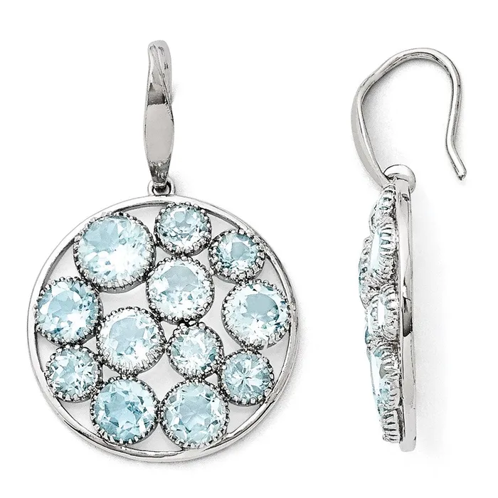 Goldia Sterling Silver Rhodium Plated Round Blue Topaz Earrings Earrings