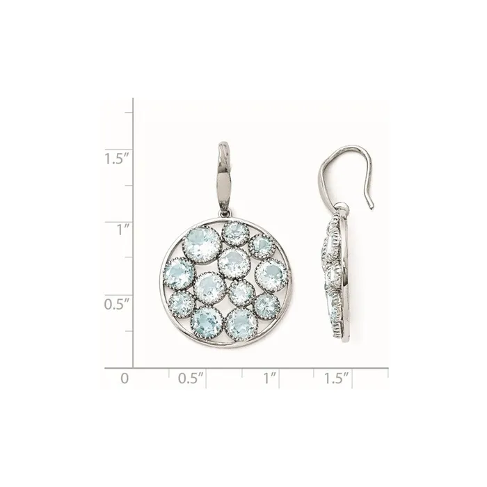 Goldia Sterling Silver Rhodium Plated Round Blue Topaz Earrings Earrings