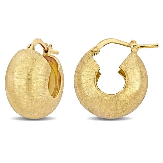 JMS always Earrings Original AMOUR 185 Mm Matte Textured Huggie Earrings In Yellow Plated Sterling Silver