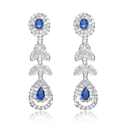 JMS always Earrings Original Megan Walford 925 Sterling Silver Sapphire Cubic Zirconia Teardrop Dangling Earrings JMS always Earrings Original Megan Walford 925 Sterling Silver Sapphire Cubic Zirconia Teardrop Dangling Earrings
