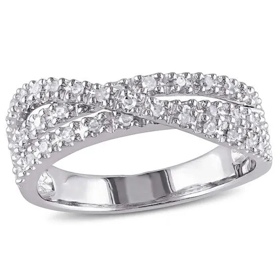 JMS always Rings Original 14 CT TW Diamond Crossover Ring in Sterling Silver JMS always Rings Original 14 CT TW Diamond Crossover Ring in Sterling Silver