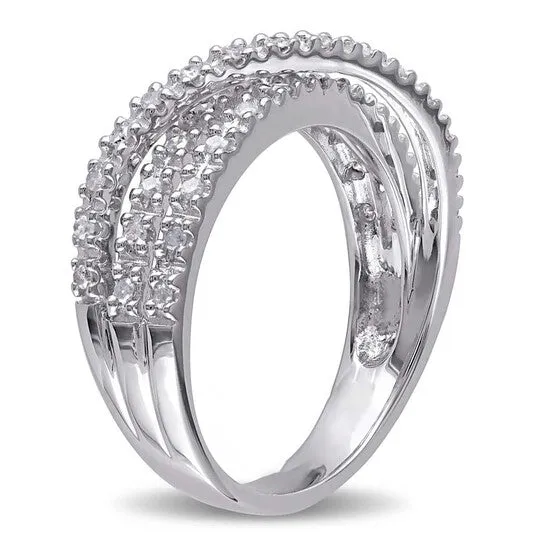 JMS always Rings Original 14 CT TW Diamond Crossover Ring in Sterling Silver JMS always Rings Original 14 CT TW Diamond Crossover Ring in Sterling Silver
