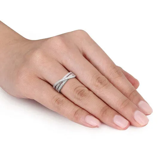 JMS always Rings Original 14 CT TW Diamond Crossover Ring in Sterling Silver JMS always Rings Original 14 CT TW Diamond Crossover Ring in Sterling Silver