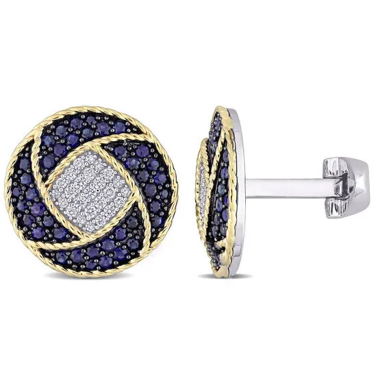 JMS always Rings Original AMOUR 1 12 CT TGW Sapphire and 13 CT TW Diamond Cufflinks In 14K TwoTone Gold JMS always Rings Original AMOUR 1 12 CT TGW Sapphire and 13 CT TW Diamond Cufflinks In 14K TwoTone Gold