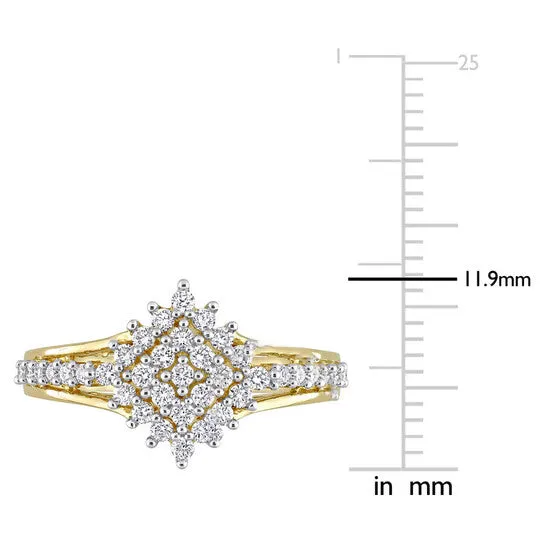 JMS always Rings Original Amour 14k Yellow Gold 12 CT TDW Diamond Cluster Ring JMS always Rings Original Amour 14k Yellow Gold 12 CT TDW Diamond Cluster Ring